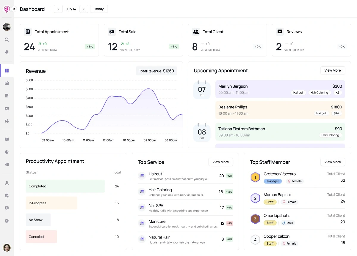 da Salon Partner dashboard